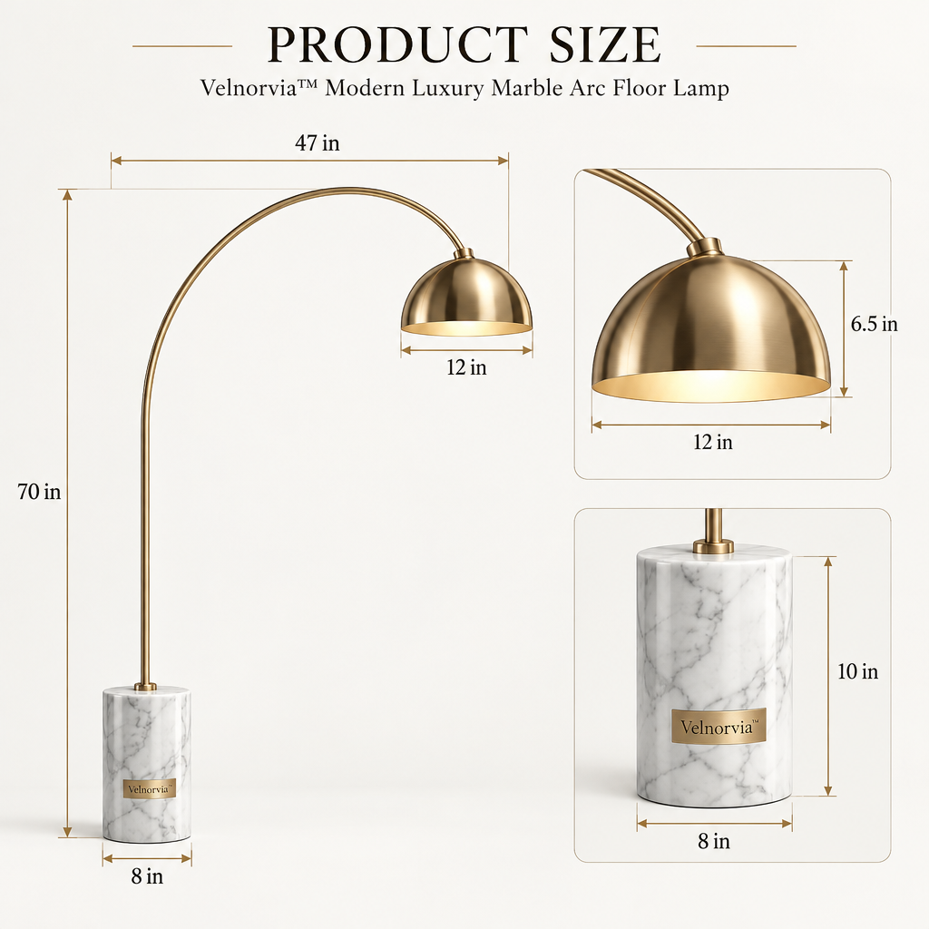 Aurelia Marble Arc Floor Lamp dimensions