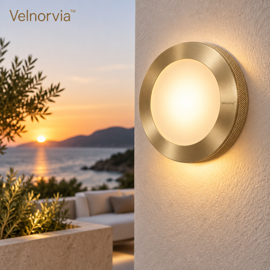 Brassa Knurled Halo Wall Sconce lifestyle
