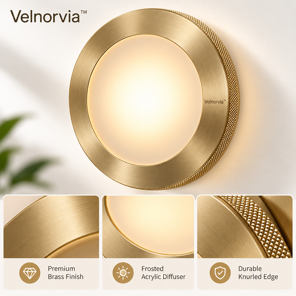 Brassa Knurled Halo Wall Sconce materials and structure
