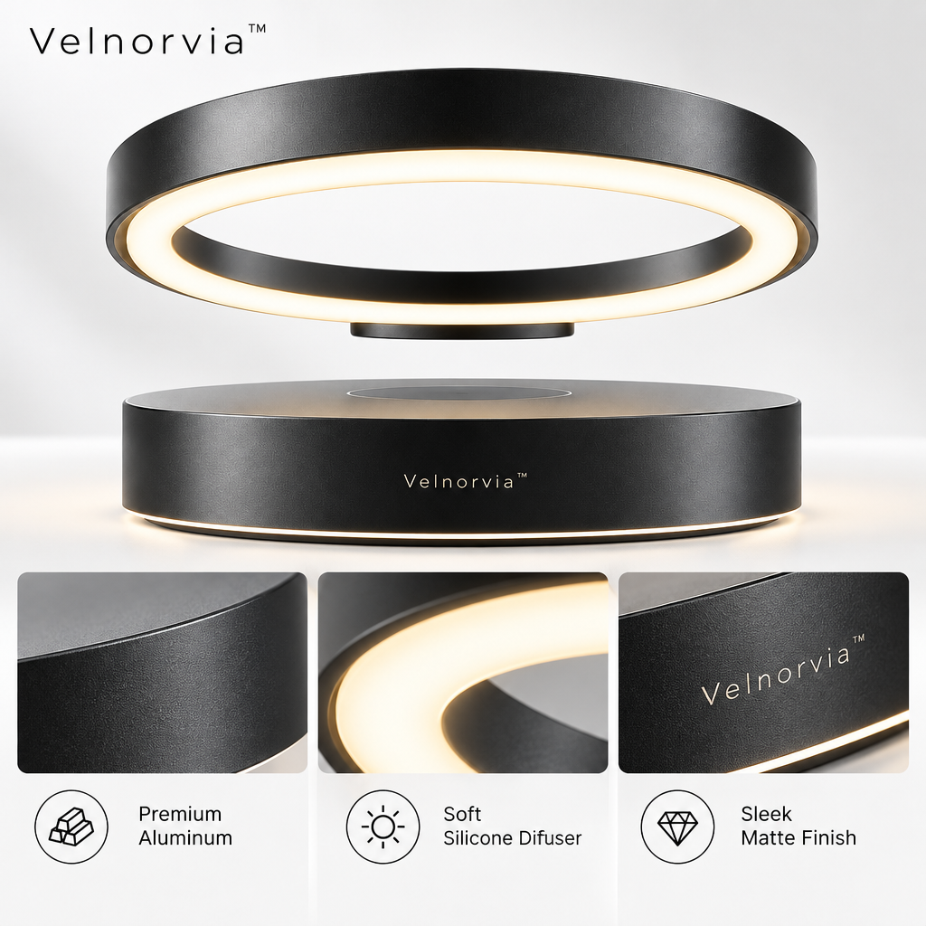 HaloFloat Magnetic Levitation Desk Lamp materials and structure