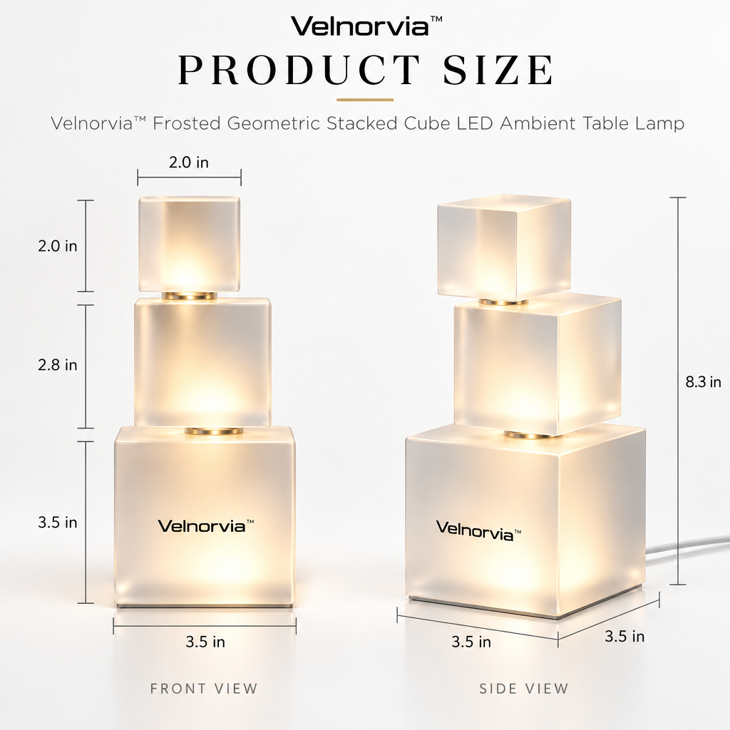 Luma Stack Frosted Cube Table Lamp dimensions