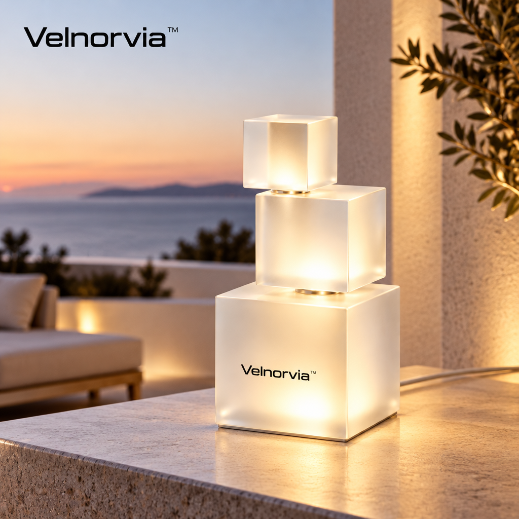 Luma Stack Frosted Cube Table Lamp lifestyle