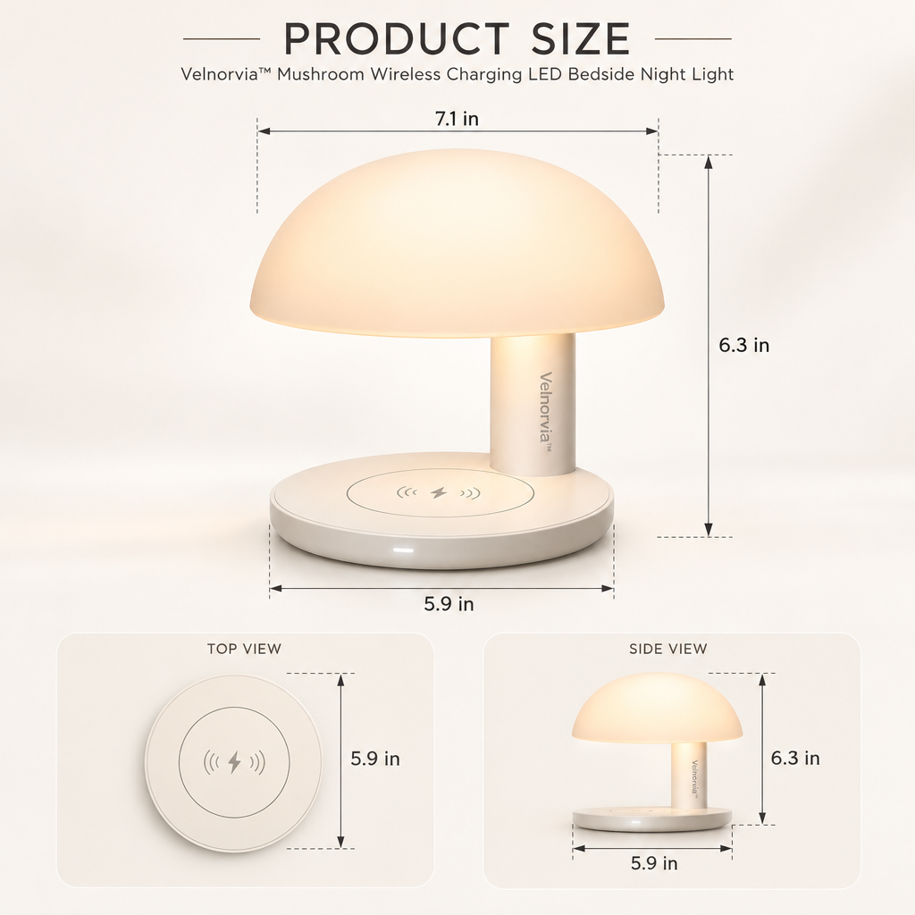 MellowCap Wireless Charging Bedside Lamp dimensions