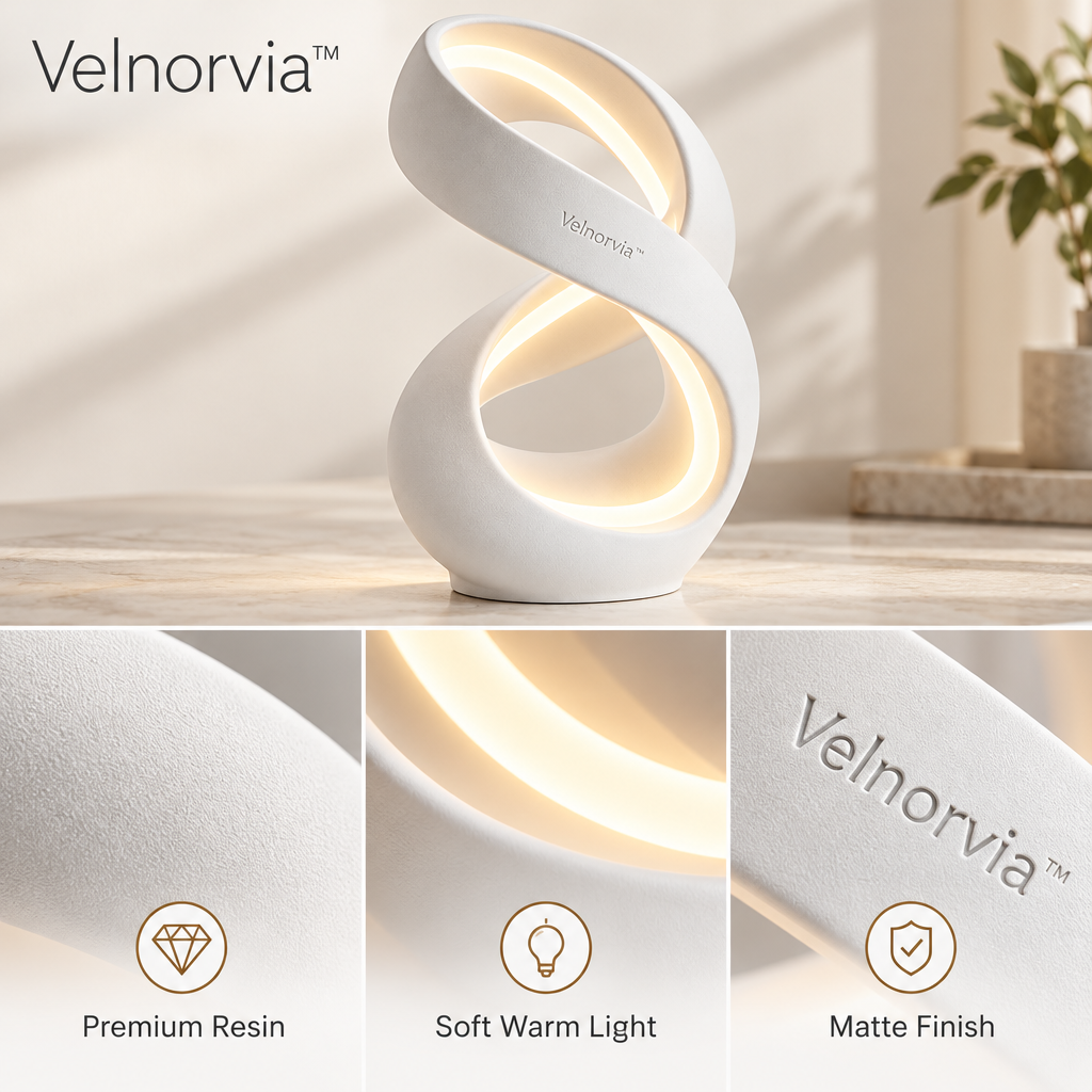 Mobius Aura Sculptural Table Lamp materials and structure