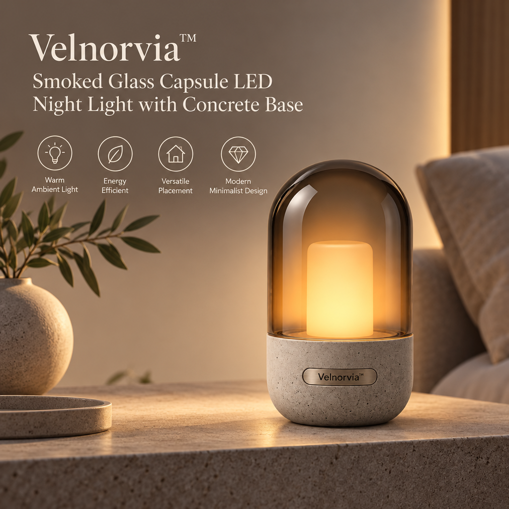 Noctelle Smoked Glass Capsule Night Light brand hero