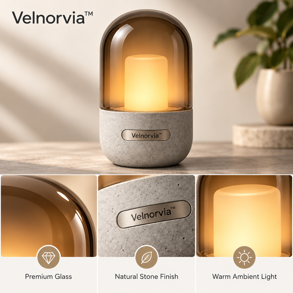 Noctelle Smoked Glass Capsule Night Light materials and structure