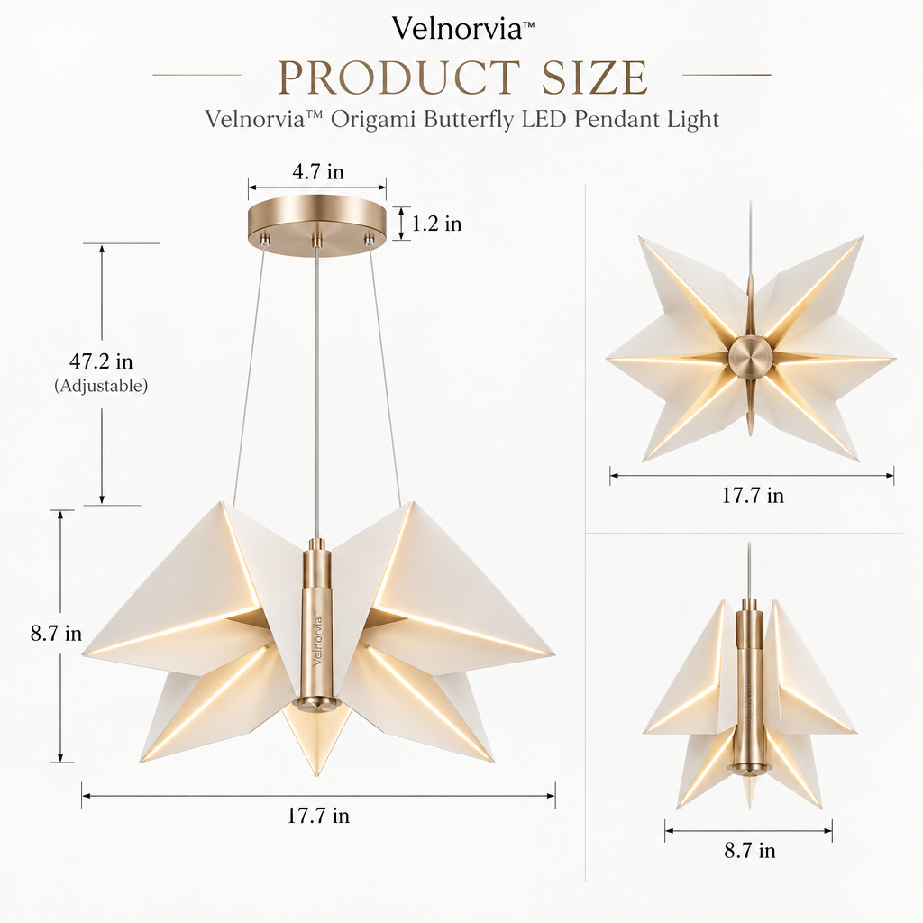 Papillon Origami Butterfly Pendant Light dimensions