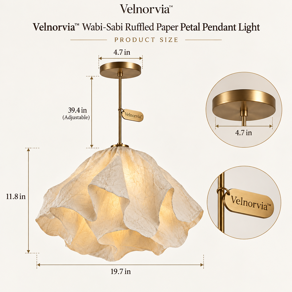 Petalia Wabi Sabi Paper Pendant Light dimensions