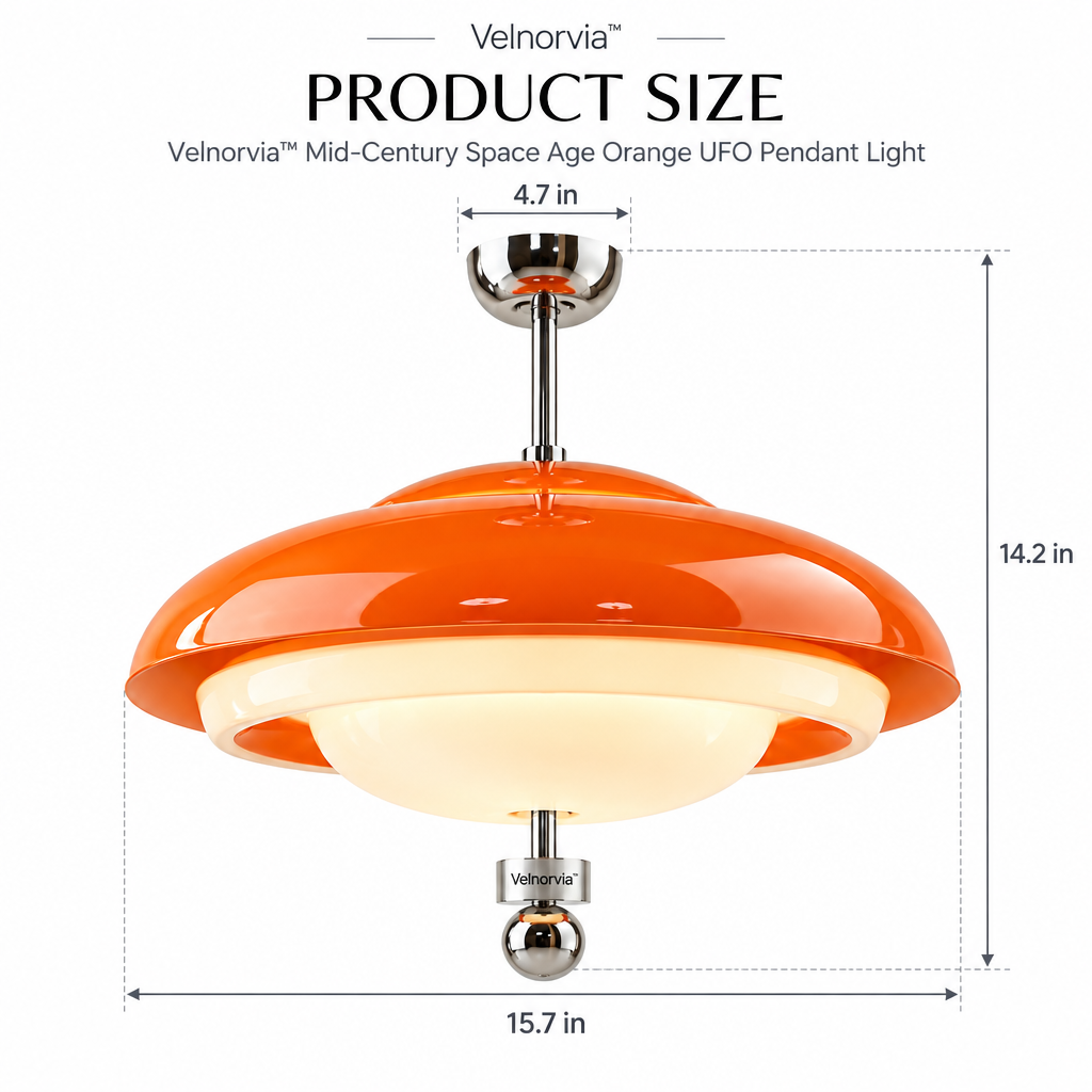 Solara Orange UFO Pendant Light dimensions