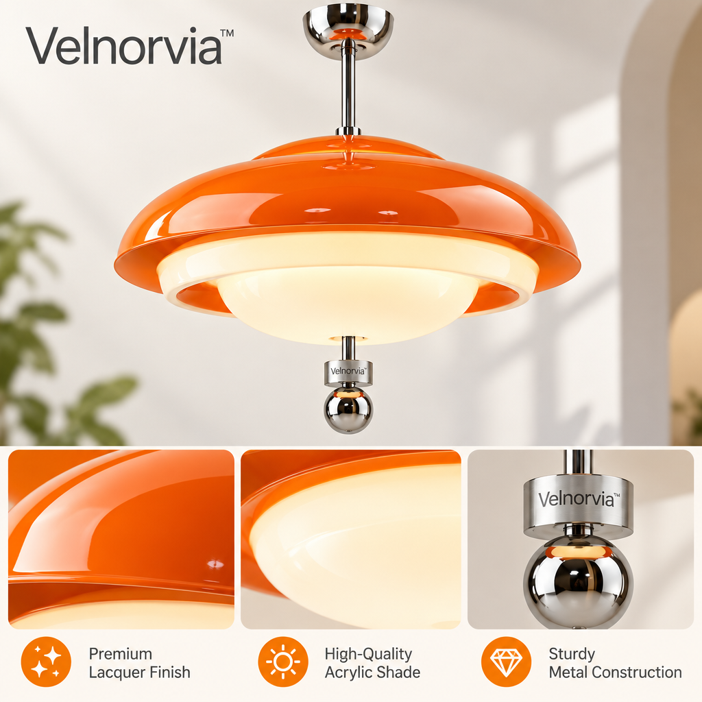Solara Orange UFO Pendant Light materials and structure